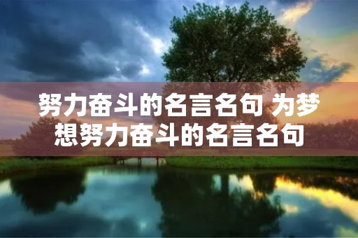 努力奋斗的名言名句 为梦想努力奋斗的名言名句