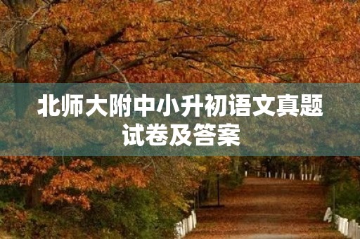 北师大附中小升初语文真题试卷及答案