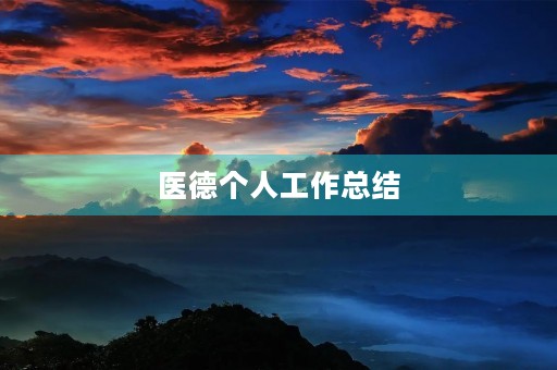 医德个人工作总结