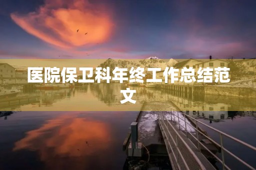 医院保卫科年终工作总结范文 医院保卫科年终工作总结范文