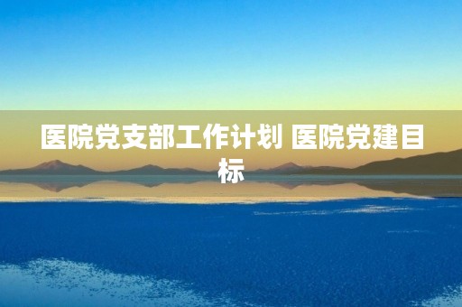 医院党支部工作计划 医院党建目标 医院党支部工作计划 医院党建目标