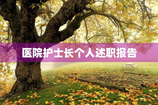 医院护士长个人述职报告 医院护士长个人述职报告