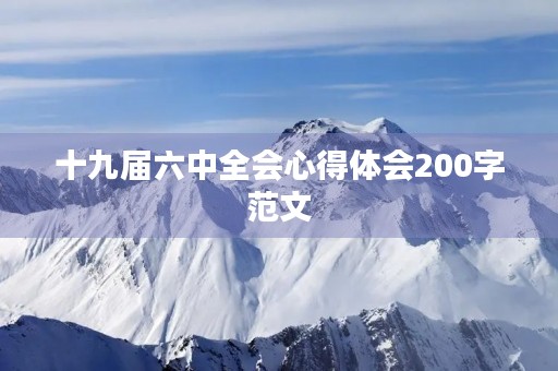 十九届六中全会心得体会200字范文