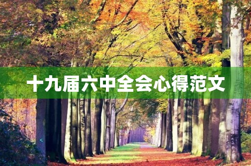 十九届六中全会心得范文