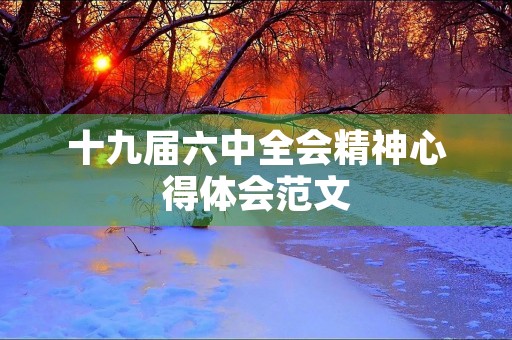 十九届六中全会精神心得体会范文