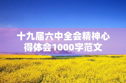 十九届六中全会精神心得体会1000字范文