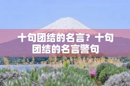 十句团结的名言？十句团结的名言警句