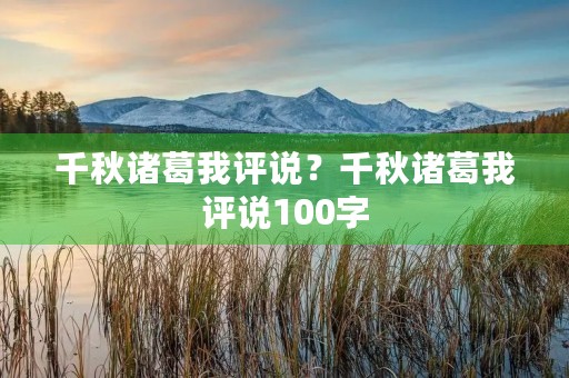 千秋诸葛我评说？千秋诸葛我评说100字