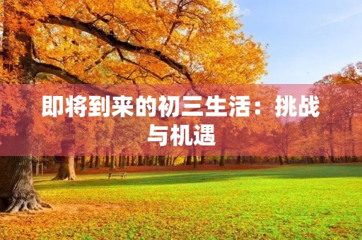 即将到来的初三生活：挑战与机遇