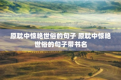 原耽中惊艳世俗的句子 原耽中惊艳世俗的句子带书名