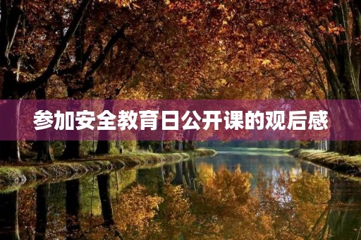 参加安全教育日公开课的观后感 参加安全教育日公开课的观后感