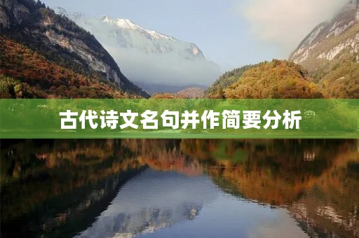 古代诗文名句并作简要分析 古代诗文名句并作简要分析