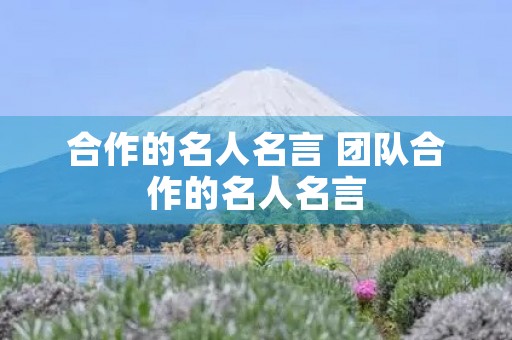 合作的名人名言 团队合作的名人名言 合作的名人名言 团队合作的名人名言