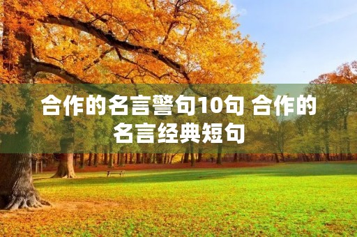 合作的名言警句10句 合作的名言经典短句 合作的名言警句10句 合作的名言经典短句
