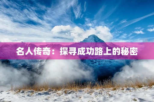 名人传奇：探寻成功路上的秘密