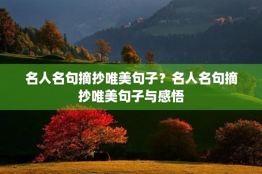 名人名句摘抄唯美句子?名人名句摘抄唯美句子与感悟 名人名句摘抄唯美句子?名人名句摘抄唯美句子与感悟