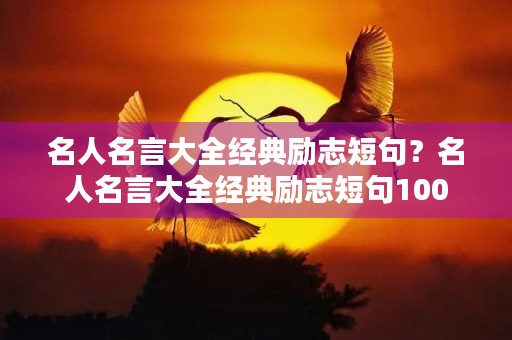 名人名言大全经典励志短句？名人名言大全经典励志短句100