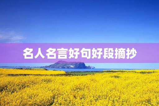 名人名言好句好段摘抄，名人名言好句好段摘抄大全长一点