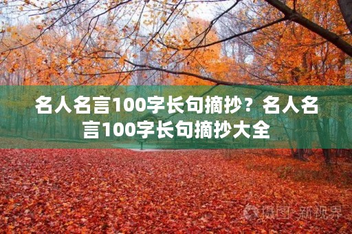 名人名言100字长句摘抄?名人名言100字长句摘抄大全 名人名言100字长句摘抄?名人名言100字长句摘抄大全