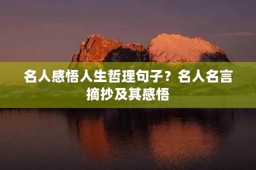 名人感悟人生哲理句子?名人名言摘抄及其感悟 名人感悟人生哲理句子?名人名言摘抄及其感悟