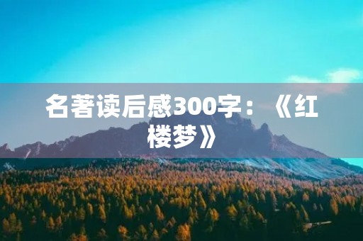 名著读后感300字：《红楼梦》