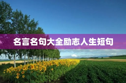名言名句大全励志人生短句(名言名句励志 经典语录)