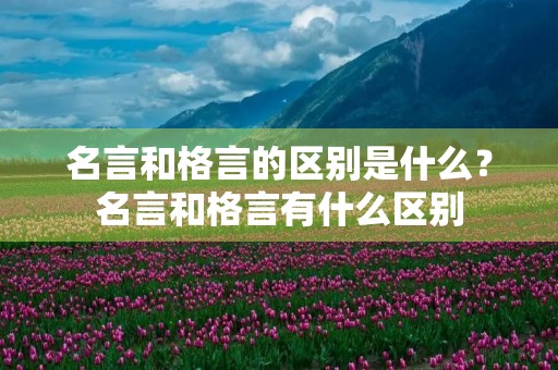 名言和格言的区别是什么？名言和格言有什么区别