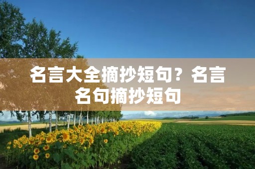 名言大全摘抄短句?名言名句摘抄短句 名言大全摘抄短句?名言名句摘抄短句