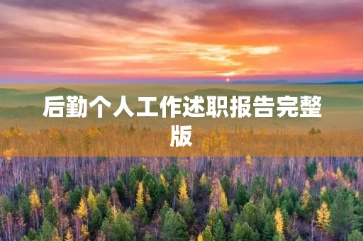 后勤个人工作述职报告完整版