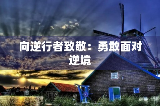 向逆行者致敬:勇敢面对逆境,勇往直前 向逆行者致敬:勇敢面对逆境,勇往直前