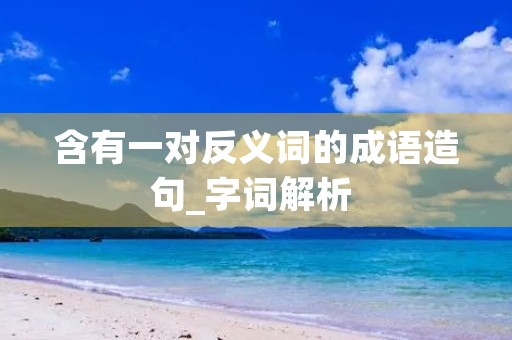 含有一对反义词的成语造句_字词解析 