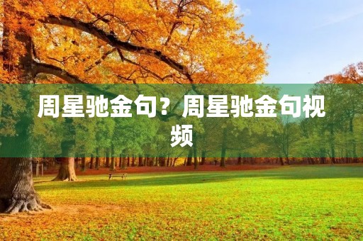 周星驰金句？周星驰金句视频