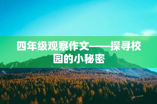 四年级观察作文——探寻校园的小秘密