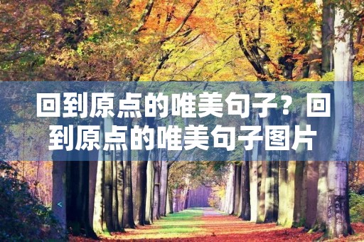 回到原点的唯美句子？回到原点的唯美句子图片