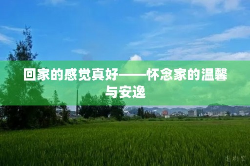 回家的感觉真好——怀念家的温馨与安逸
