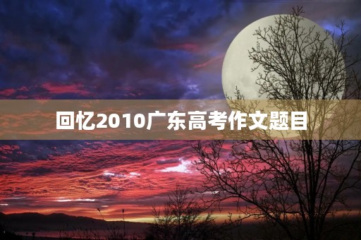 回忆2010广东高考作文题目