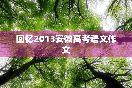 回忆2013安徽高考语文作文