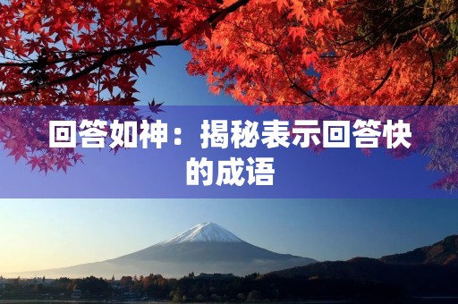 回答如神：揭秘表示回答快的成语