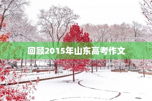 回顾2015年山东高考作文