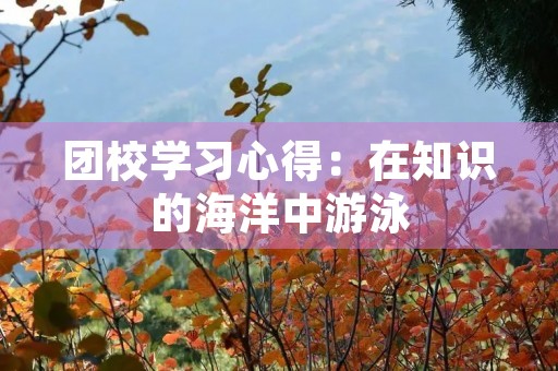 团校学习心得:在知识的海洋中游泳