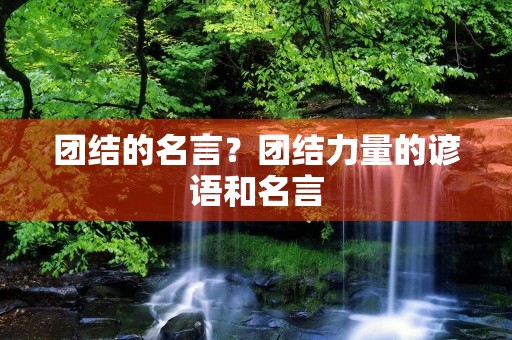 团结的名言？团结力量的谚语和名言