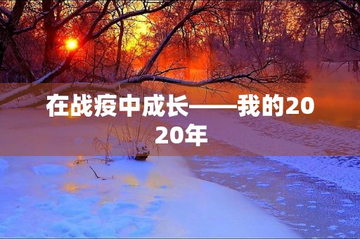 在战疫中成长——我的2020年 在战疫中成长——我的2020年