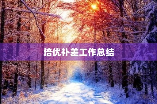培优补差工作总结 培优补差工作总结