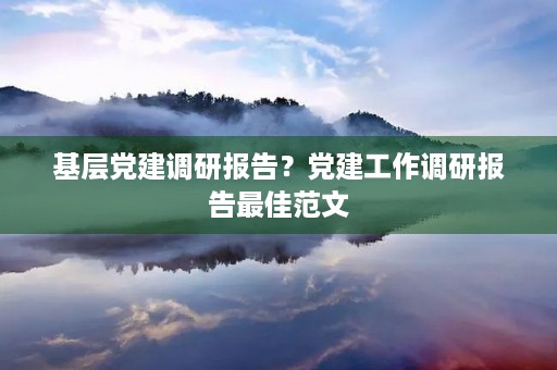 基层党建调研报告？党建工作调研报告最佳范文
