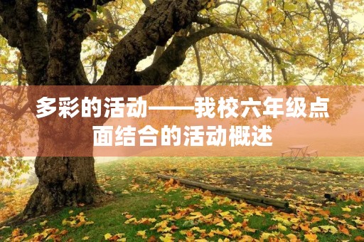 多彩的活动——我校六年级点面结合的活动概述 多彩的活动——我校六年级点面结合的活动概述