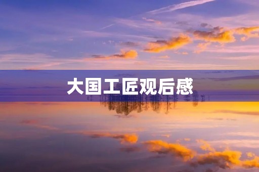 大国工匠观后感