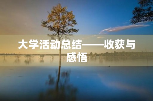 大学活动总结——收获与感悟