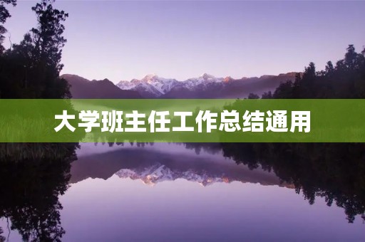 大学班主任工作总结通用