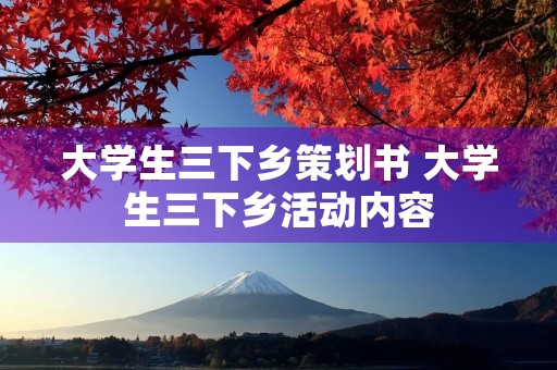 大学生三下乡策划书 大学生三下乡活动内容