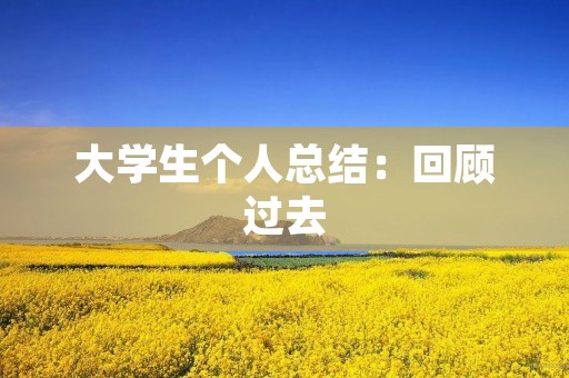 大学生个人总结:回顾过去,放眼未来 大学生个人总结:回顾过去,放眼未来